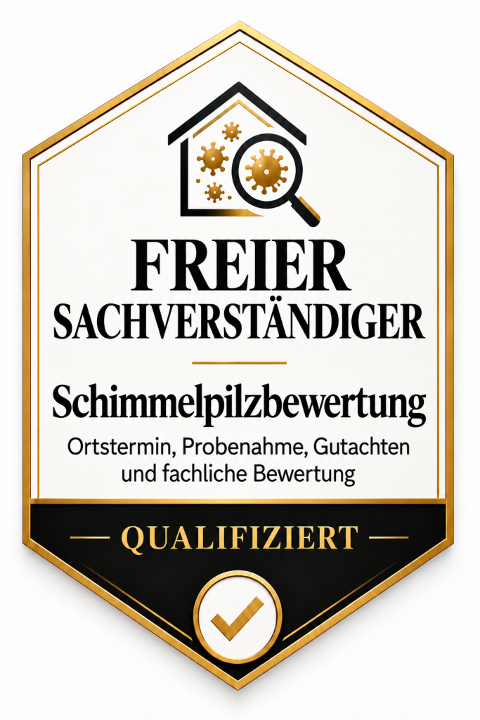Freier Sachverständiger – Schimmelpilzbewertung Fachqualifikation für die Beurteilung von Schimmelpilzschäden, Sanierungsmaßnahmen und die fachliche Begleitung der Schimmelpilzbeseitigung.